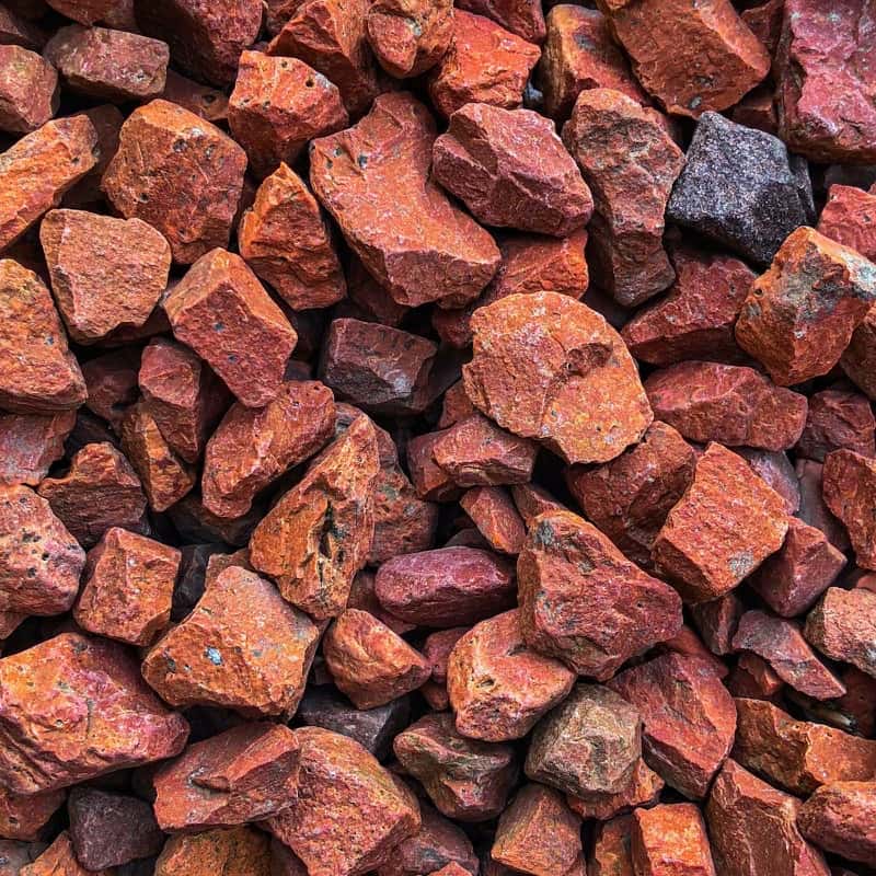 Rusty red iron ore, close up
