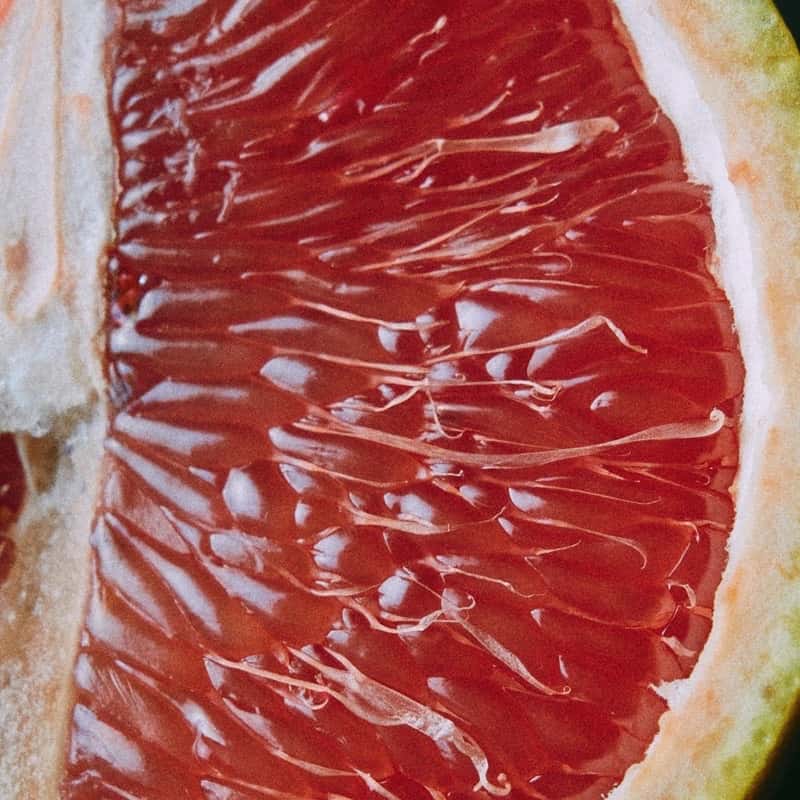Pink grapefruit flesh, close up