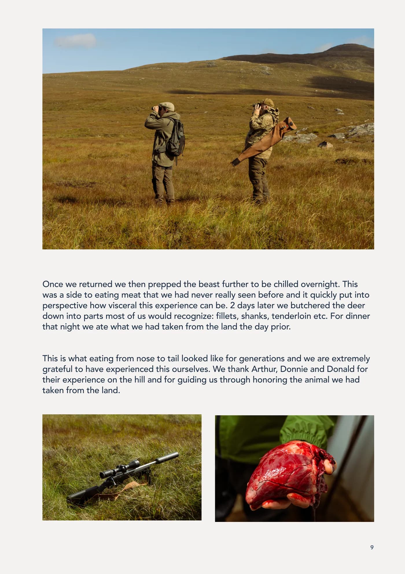 Nose to Tail zine, page 9, The hunt, on the hill