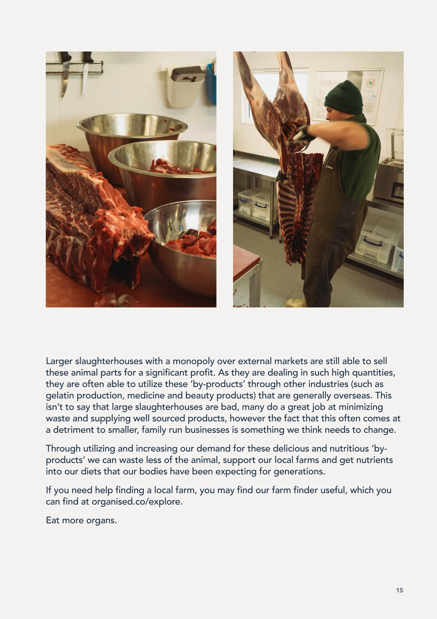 Nose to Tail zine, page 15, the processing
