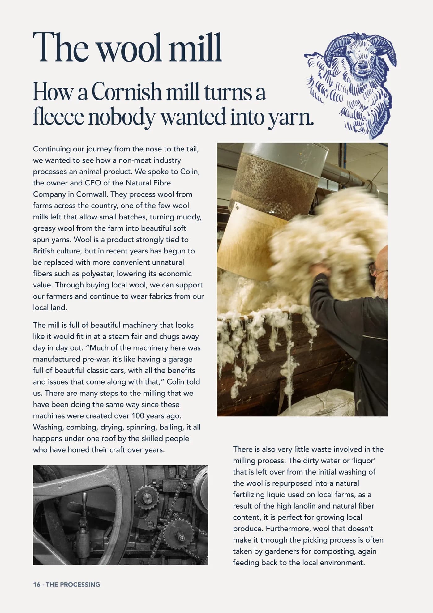 Nose to Tail zine, page 16, The wool mill