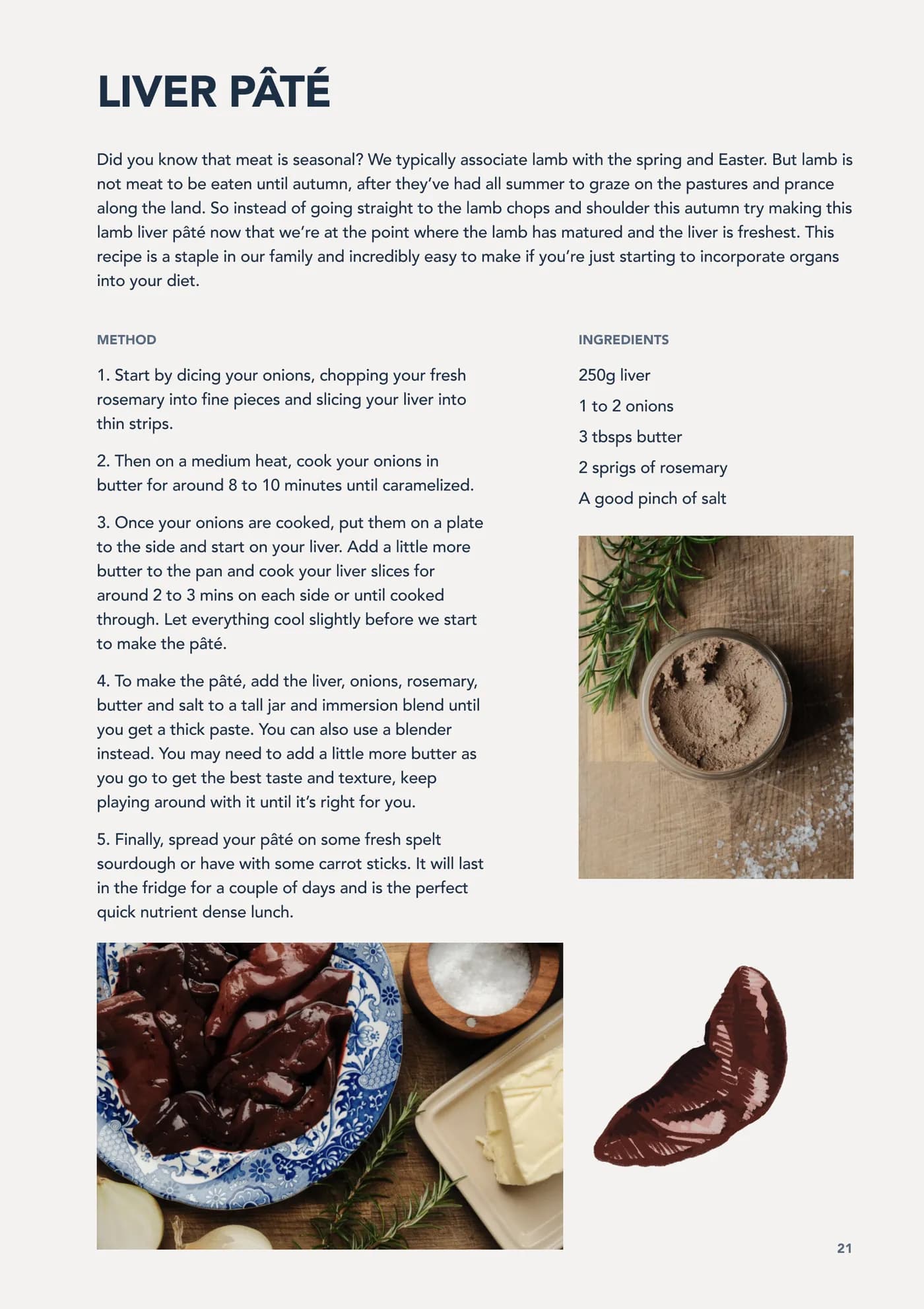 Nose to Tail zine, page 21, The Organised pantry, liver pate