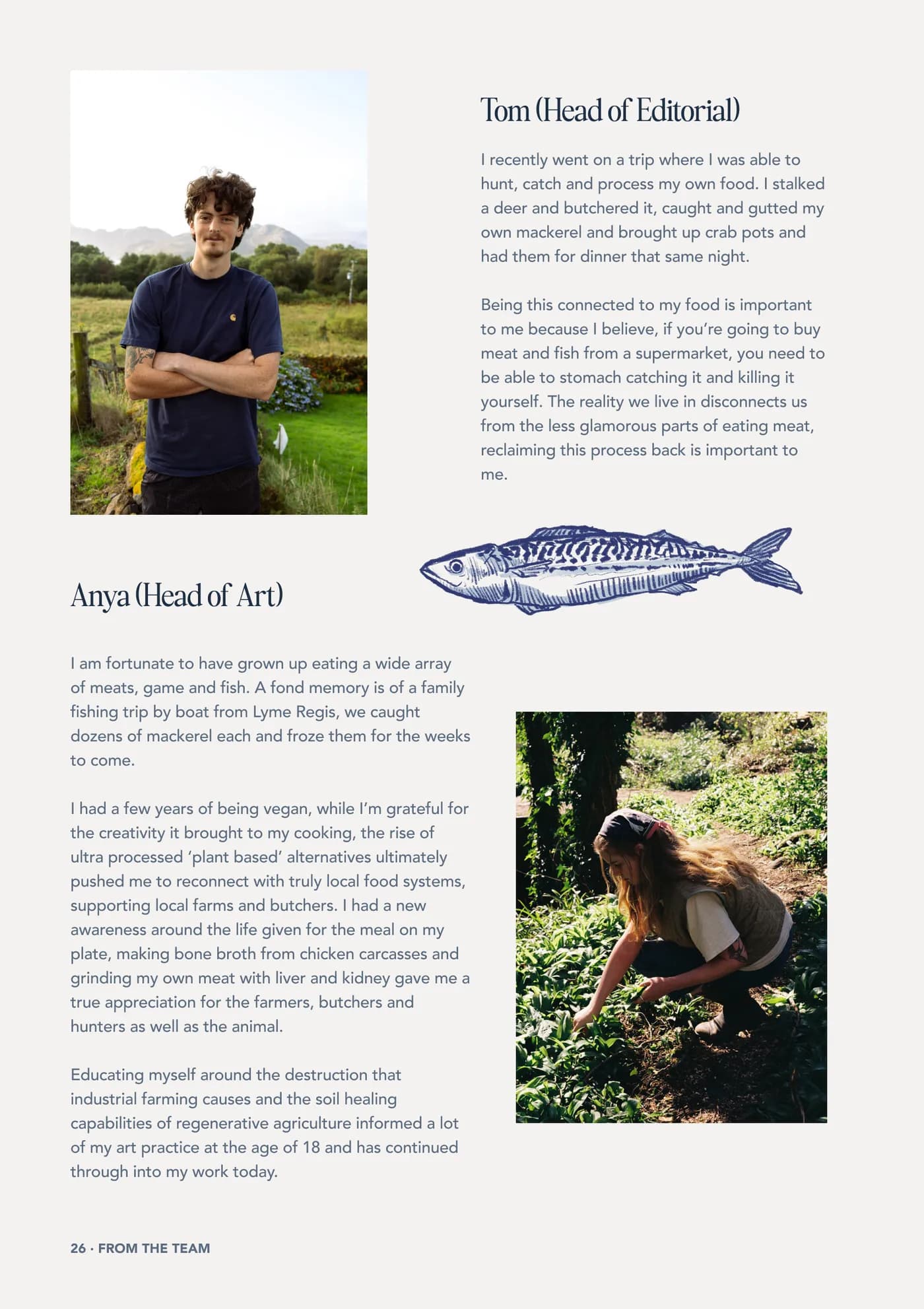 Nose to Tail zine, page 26, From the team