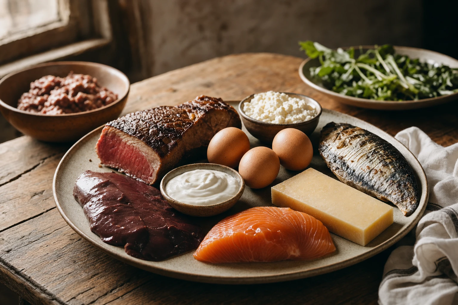 Plate containing various complete-protein foods