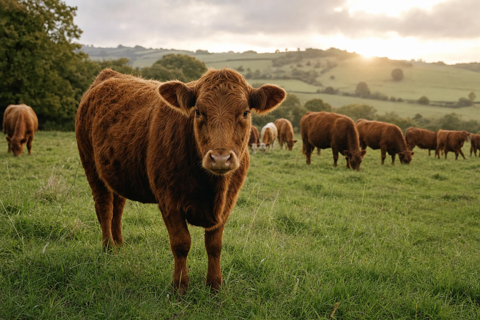 A happy animal in pasture