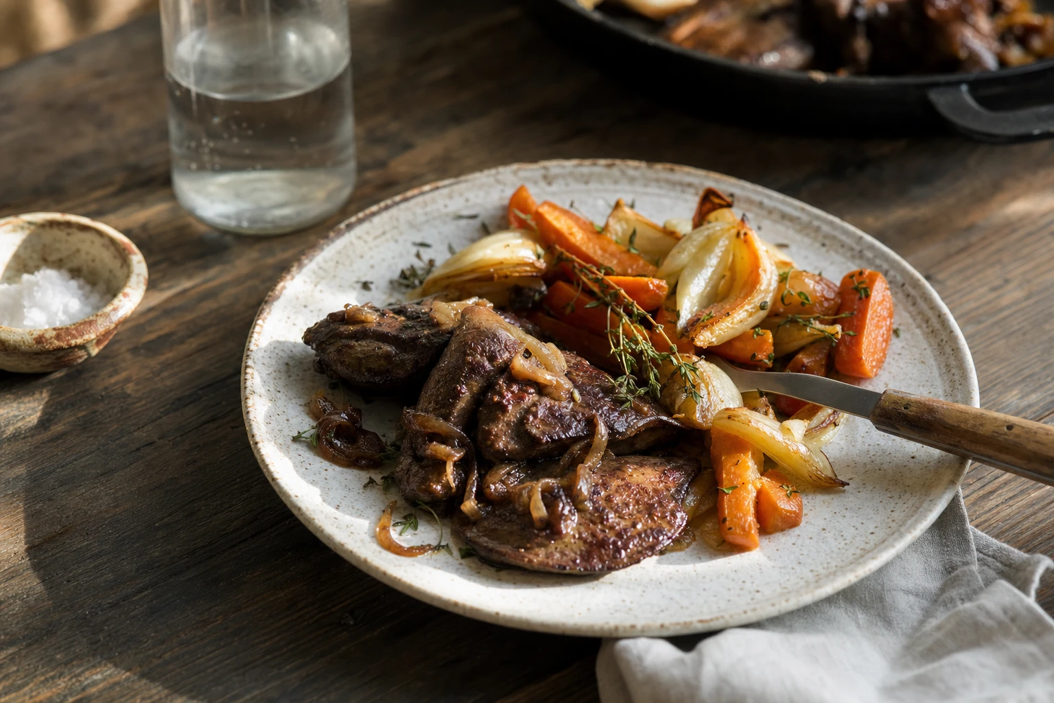 Prepared organ meat meal, liver cooked with vegetables
