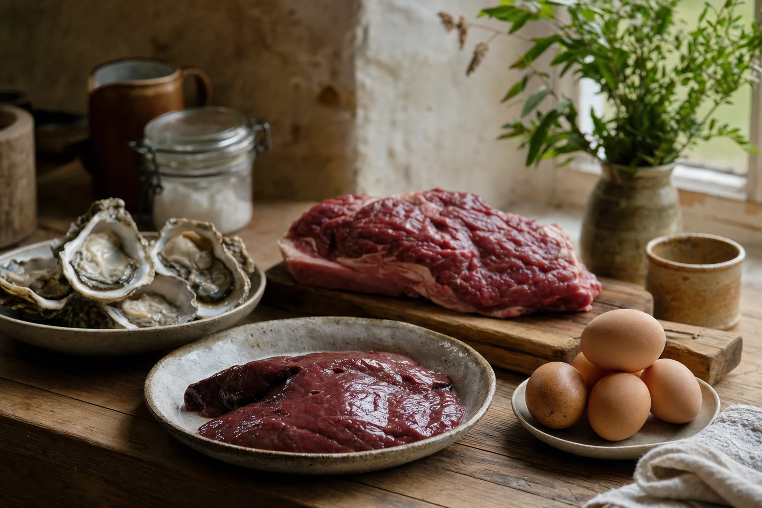 Nutrient sources for B12, liver, beef, oysters, eggs