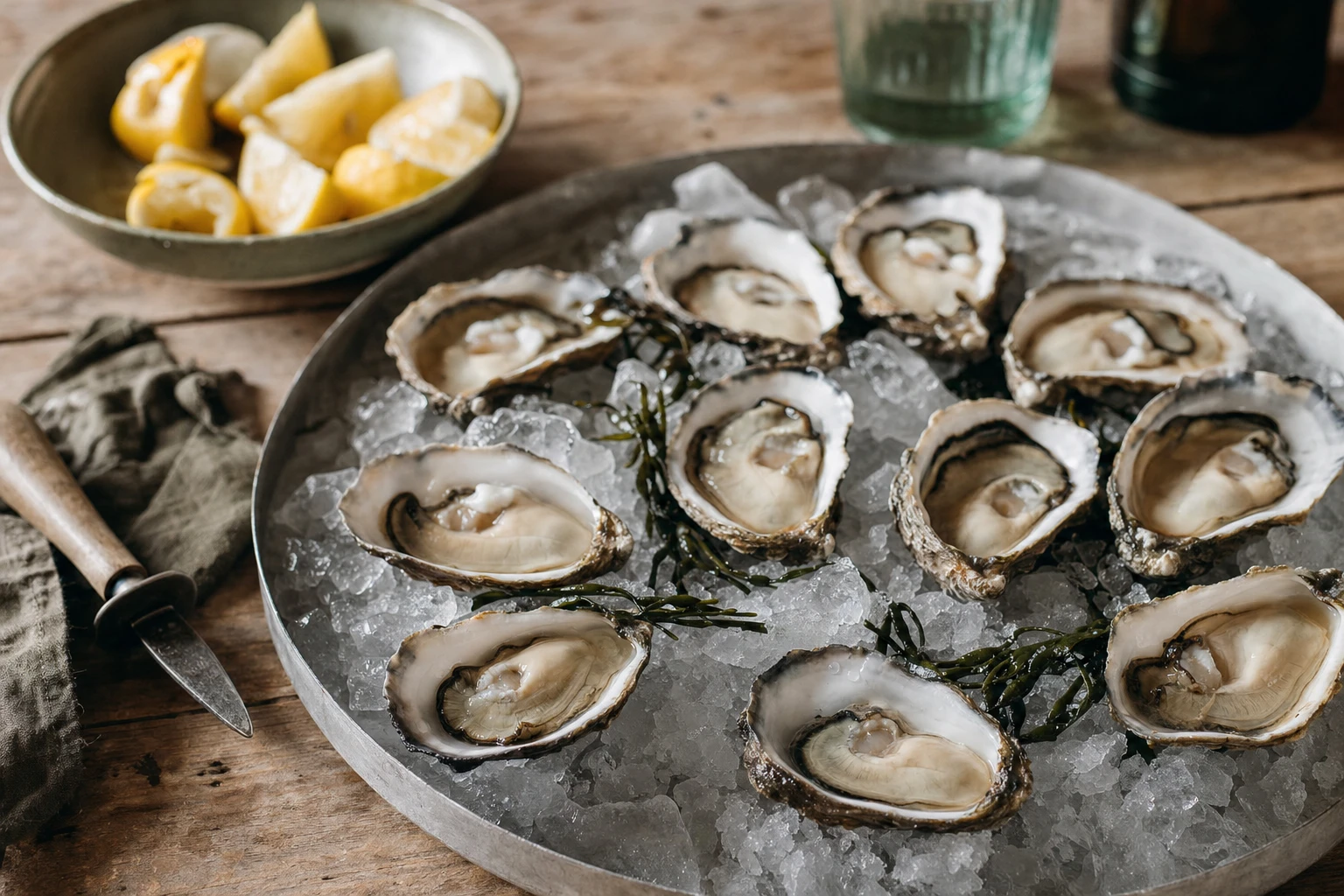 Raw oysters on ice