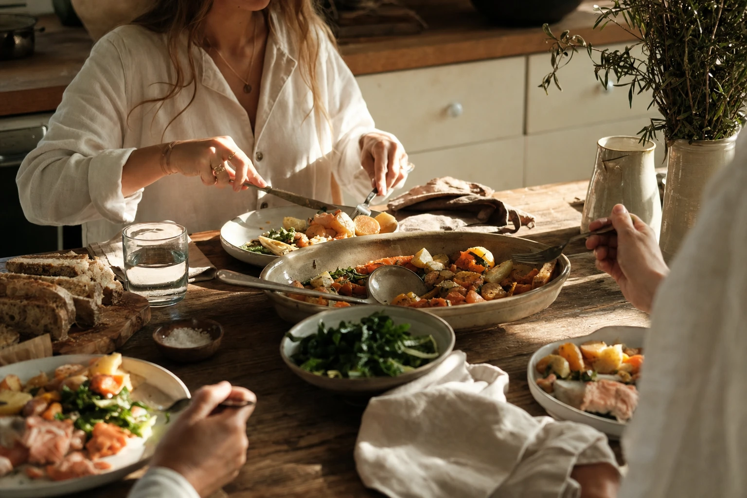 Stable blood sugar throughout day with three balanced meals