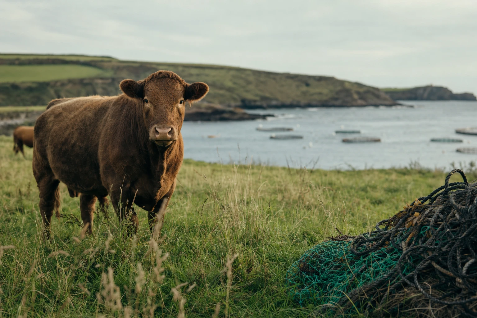 Grass-fed pasture vs fish farm comparison