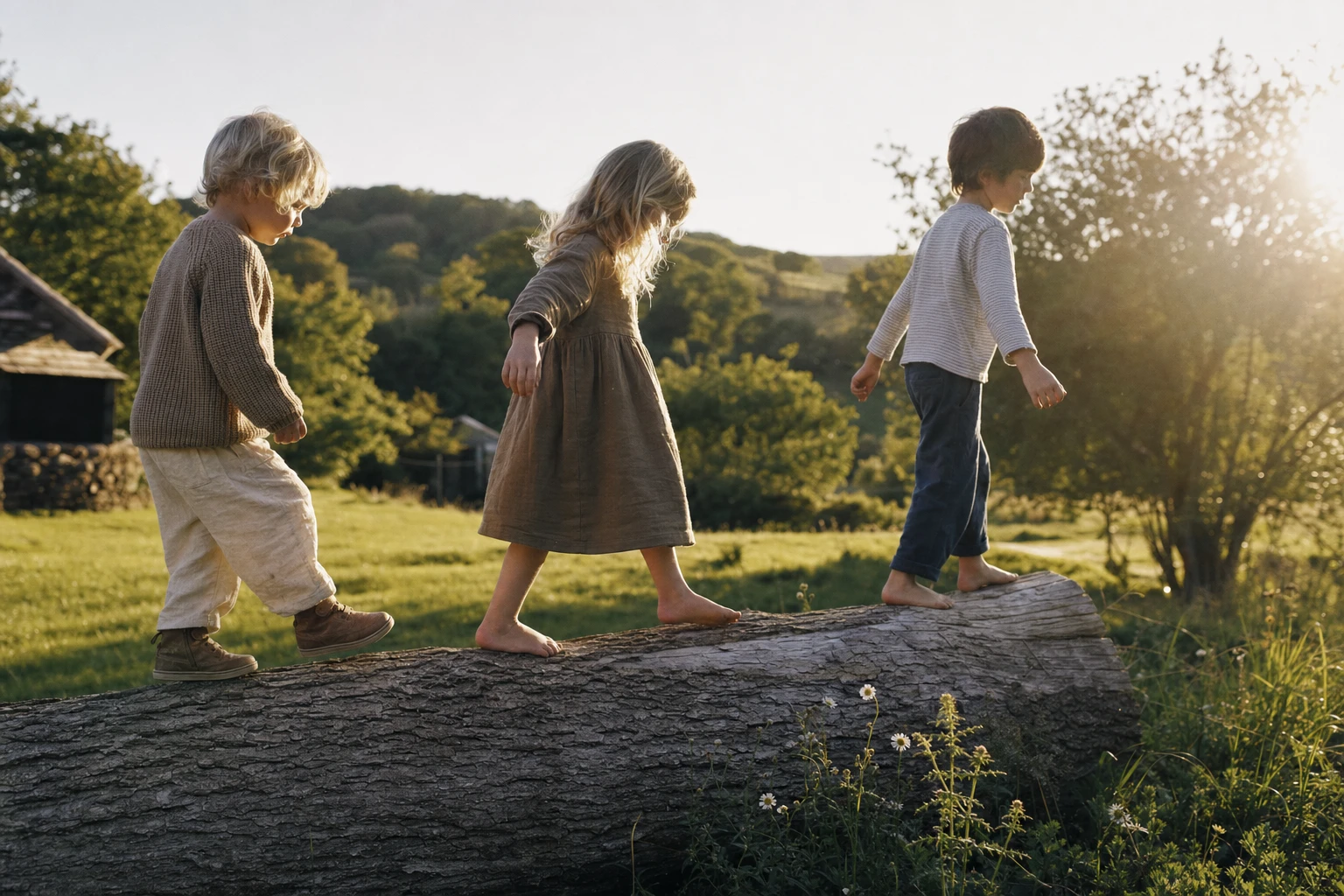 Children playing outdoors doing weight-bearing activity