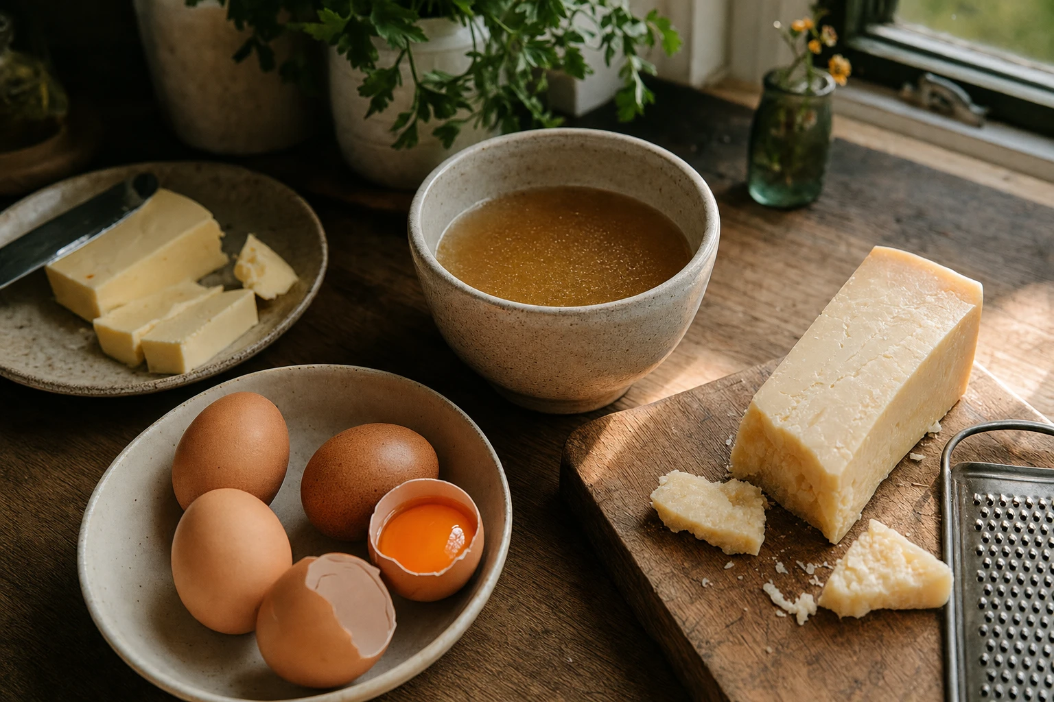 Egg yolks, butter, cheese, and bone broth