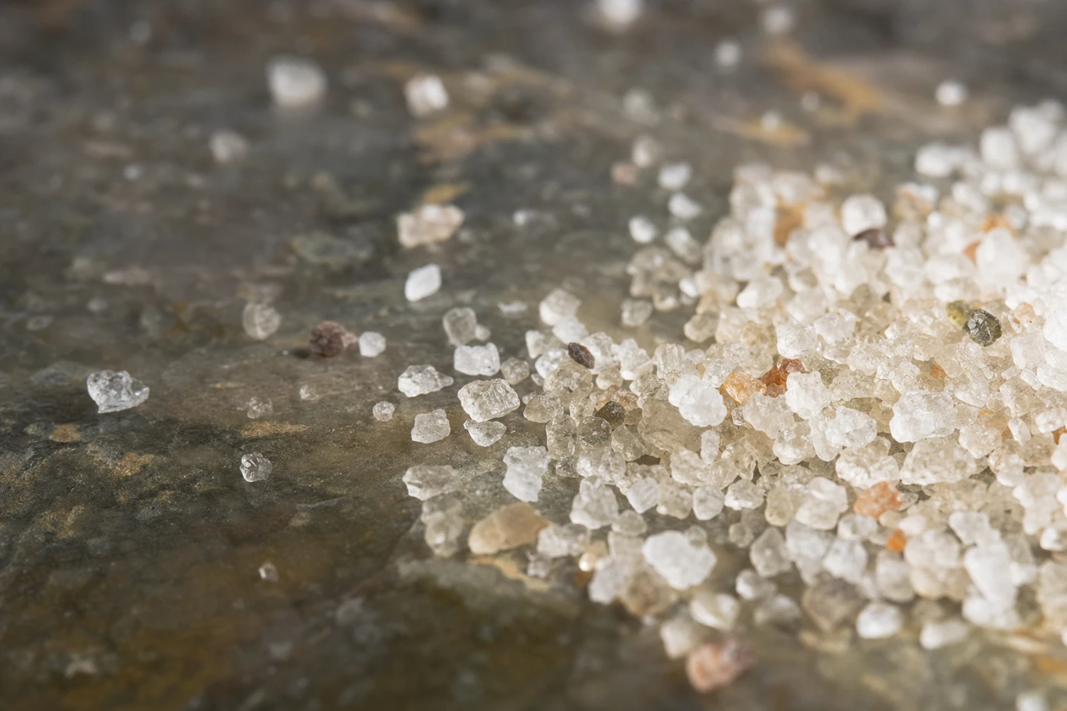 Salt crystals showing mineral content, detailed