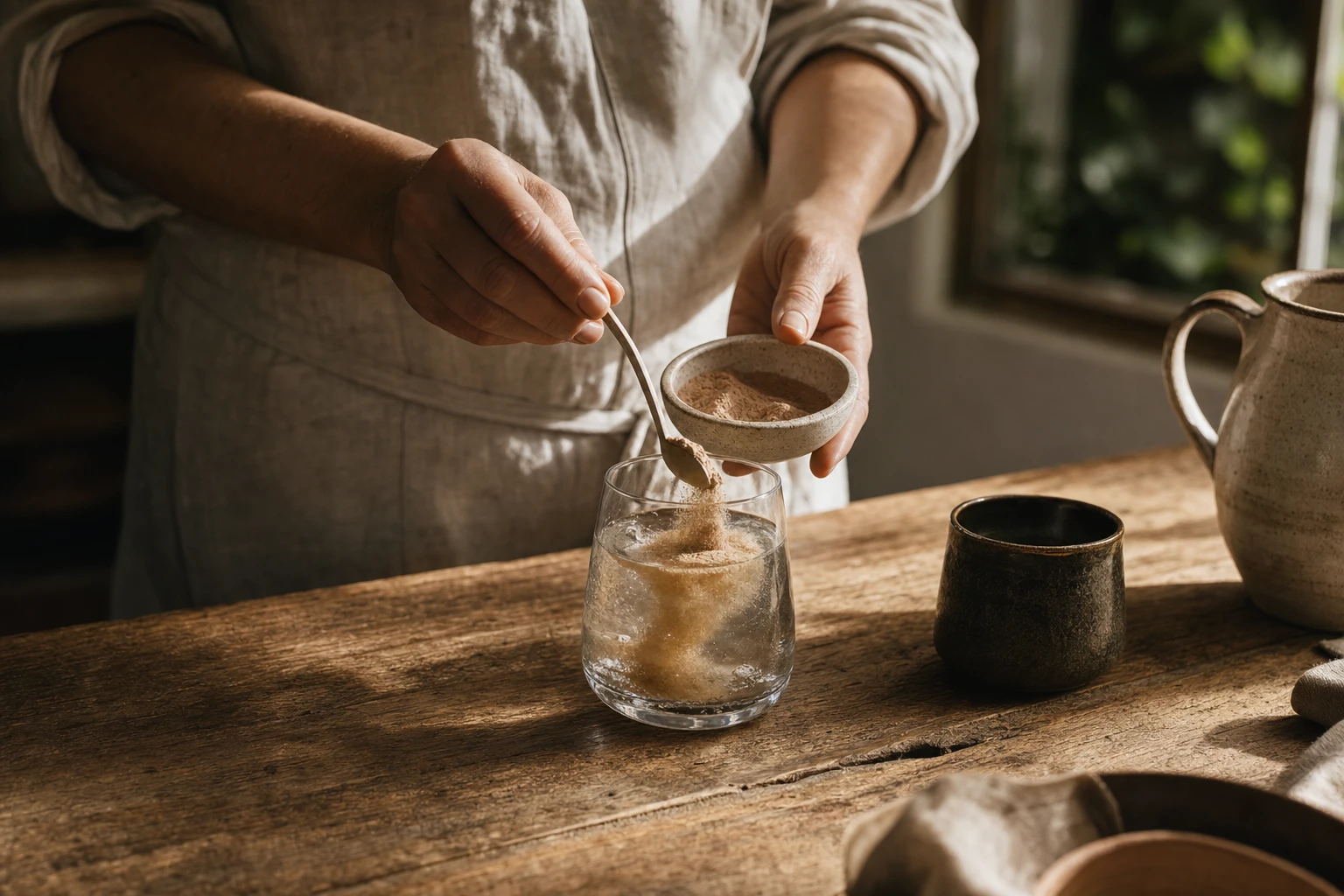 Joint supplement powder being mixed in water