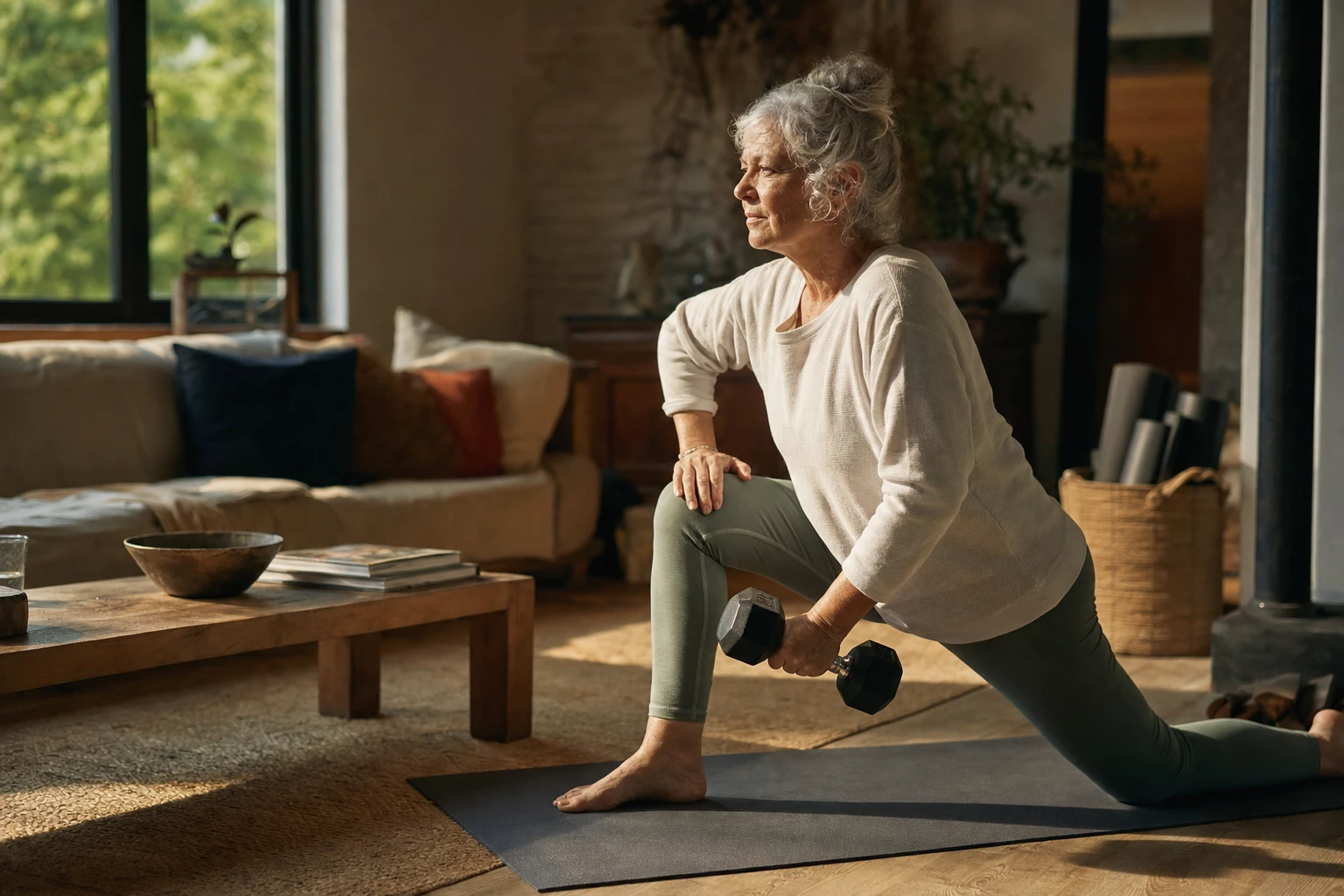 Older adult doing resistance training or stretching