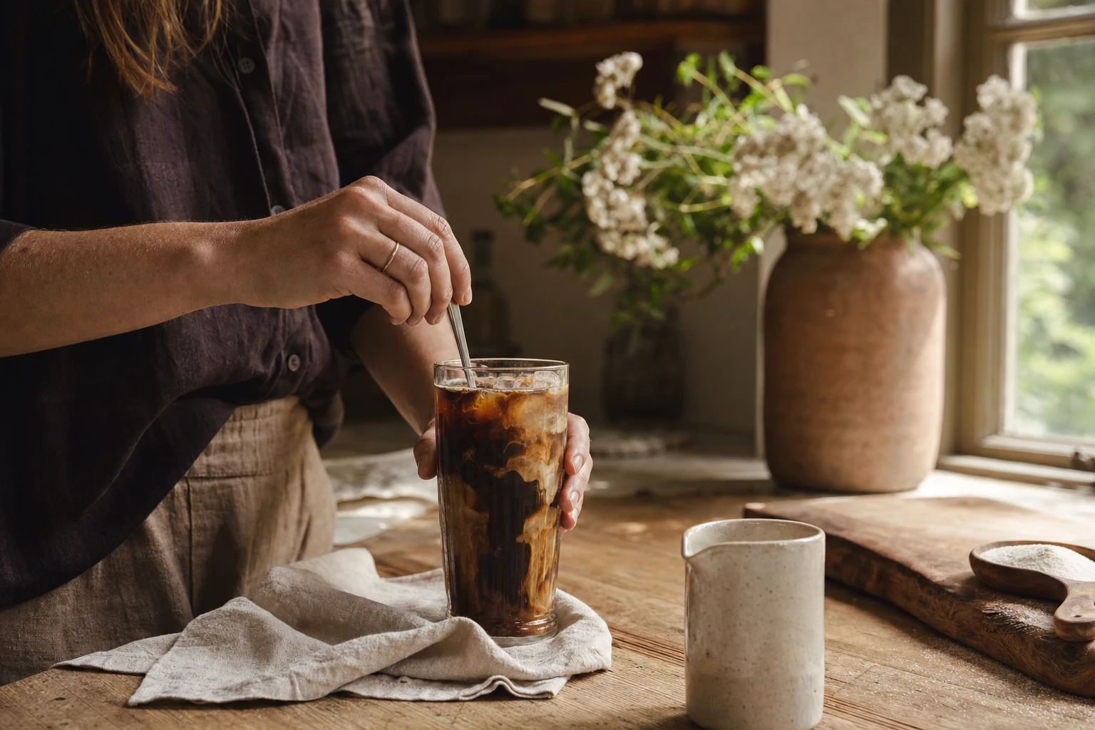 Collagen peptides dissolving in cold coffee