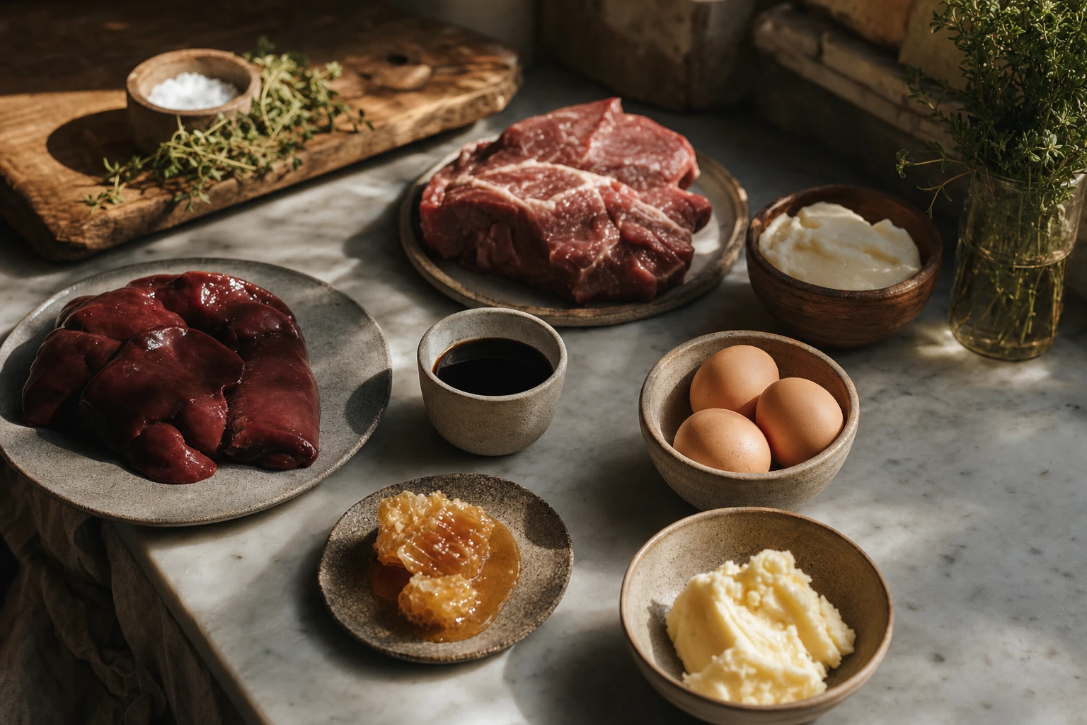 Eight ingredients laid out separately