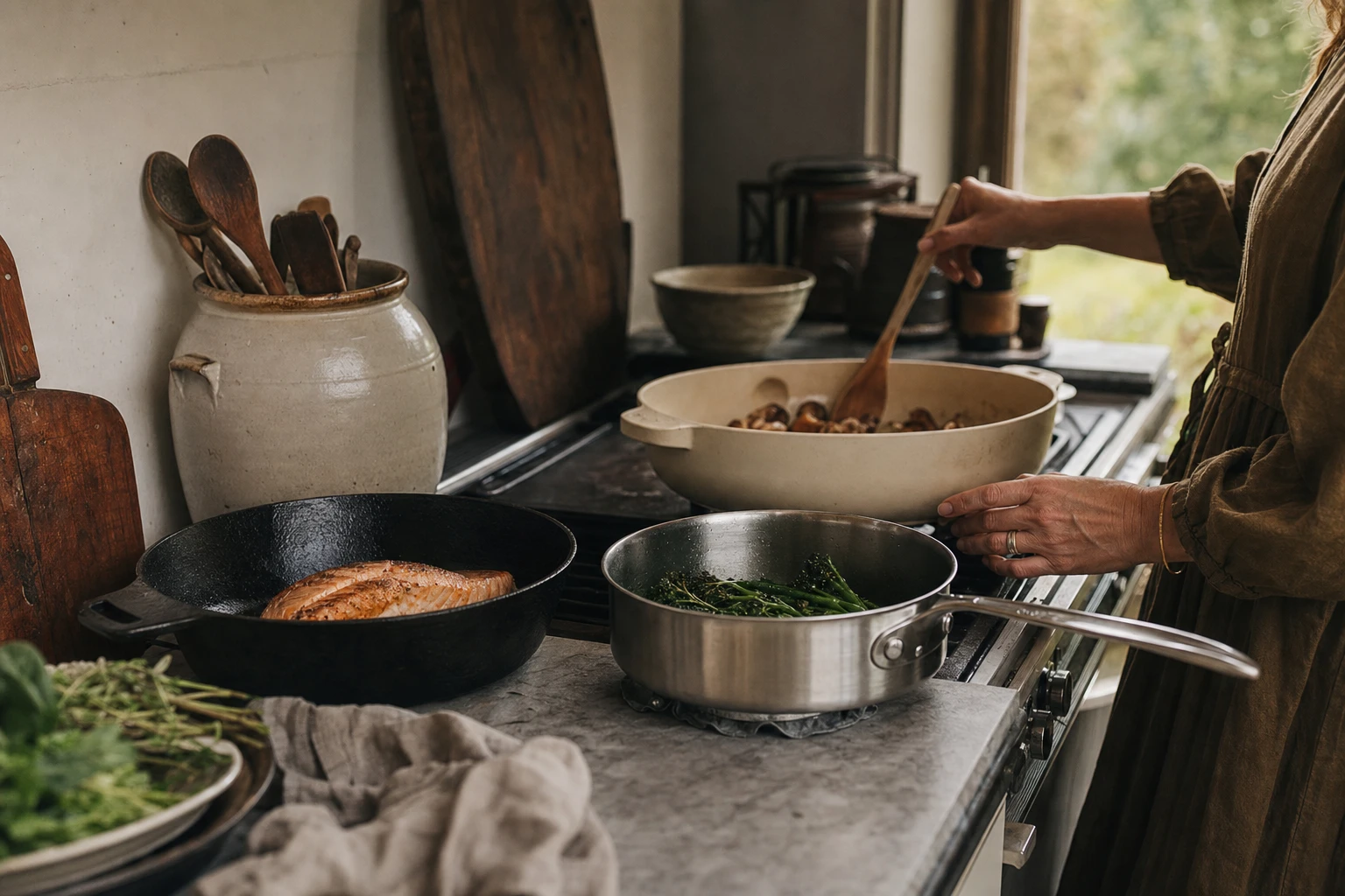 Cast iron pan, stainless steel cookware, ceramic pan