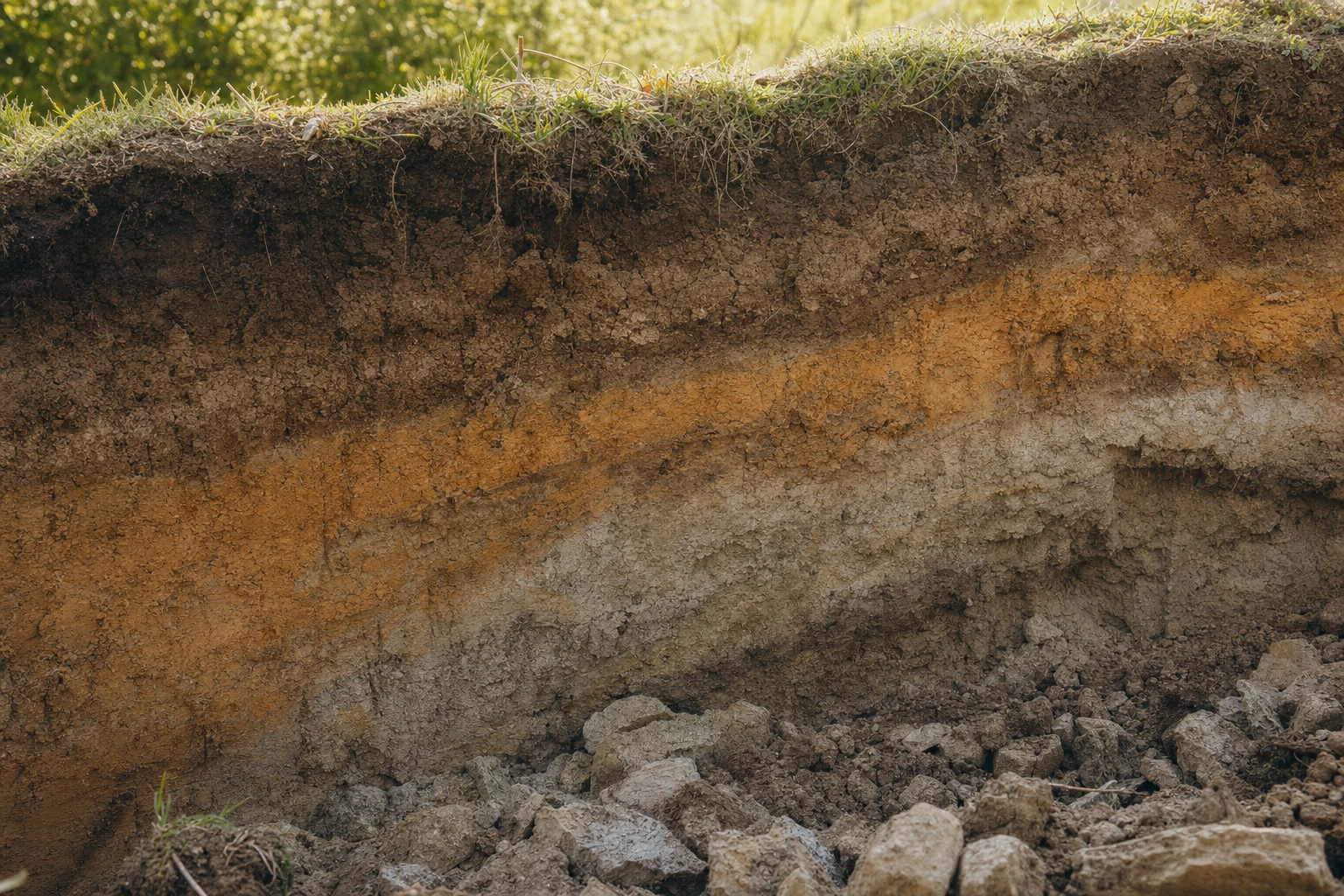 A mineral deposit or soil cross-section