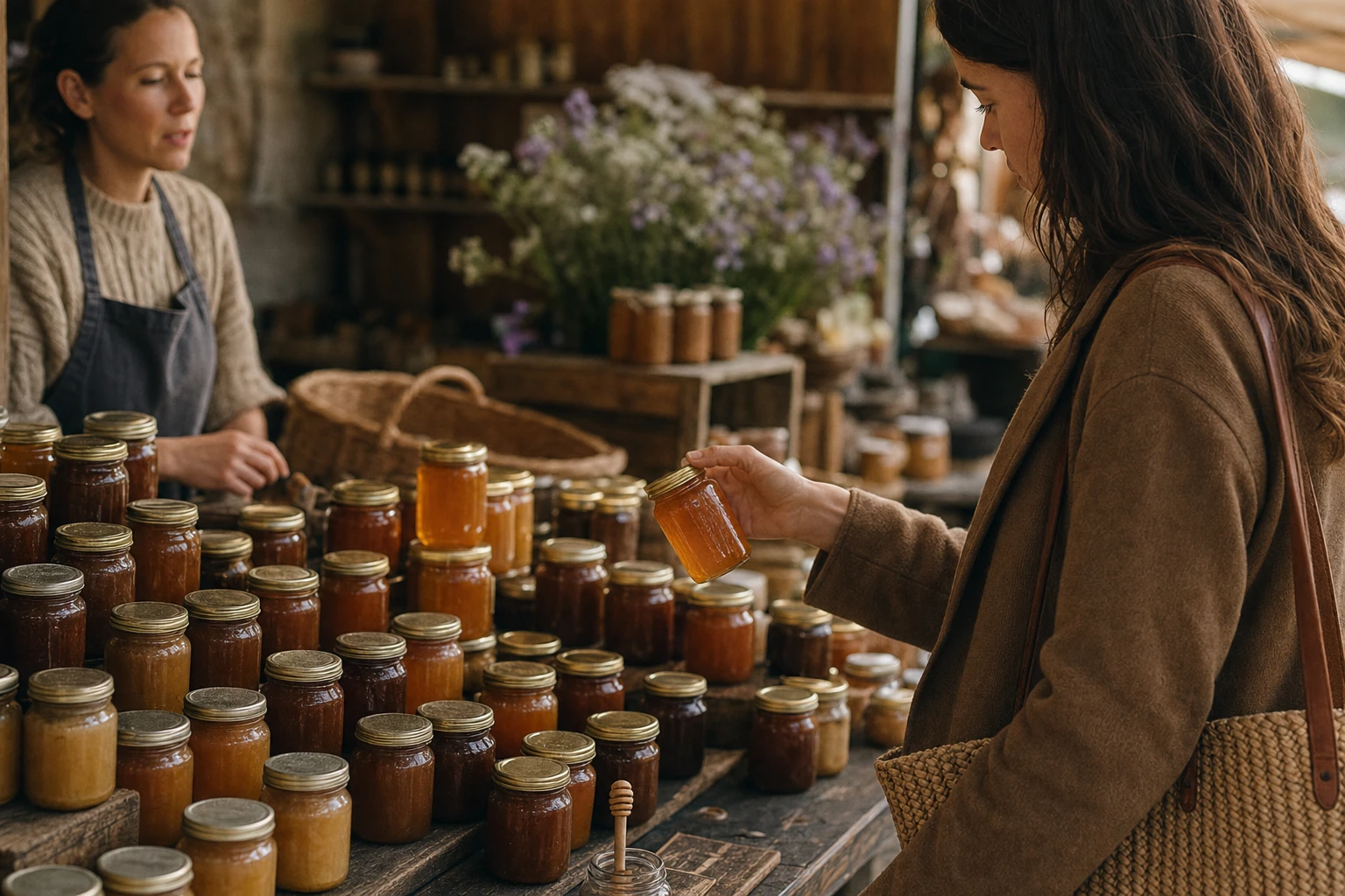 Farmer's market honey selection