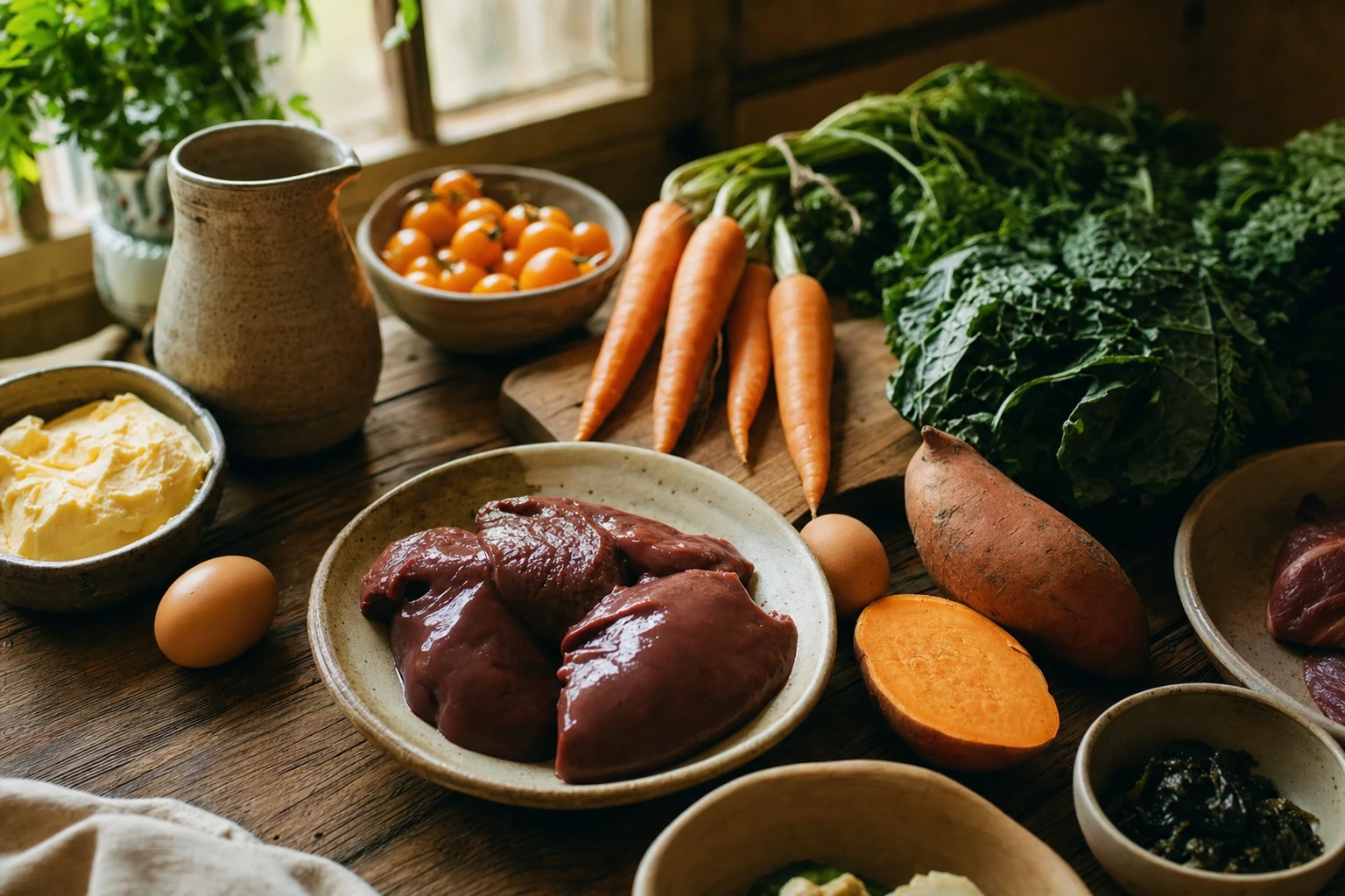 Vitamin A-rich organs and foods