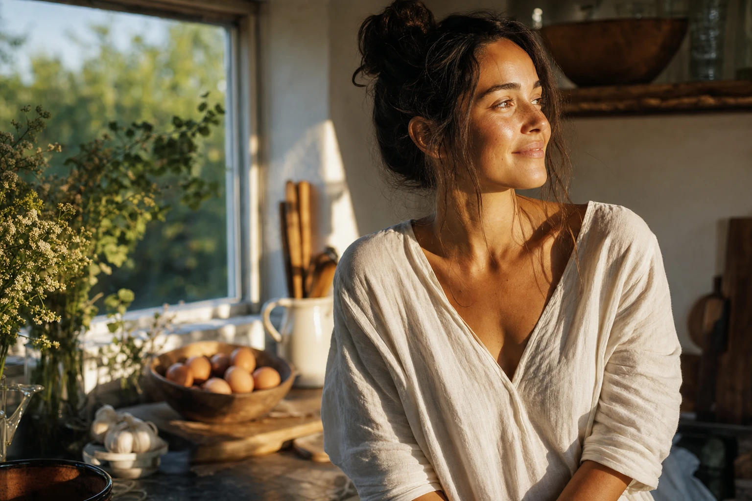 Person with clear, glowing skin