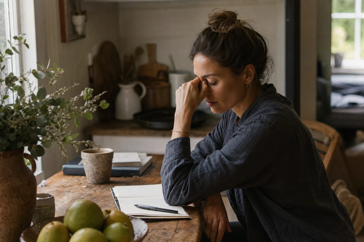 Person looking fatigued and brain-fogged