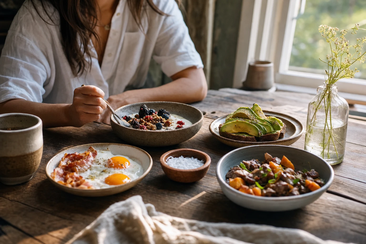 Different breakfast options, simple, real food