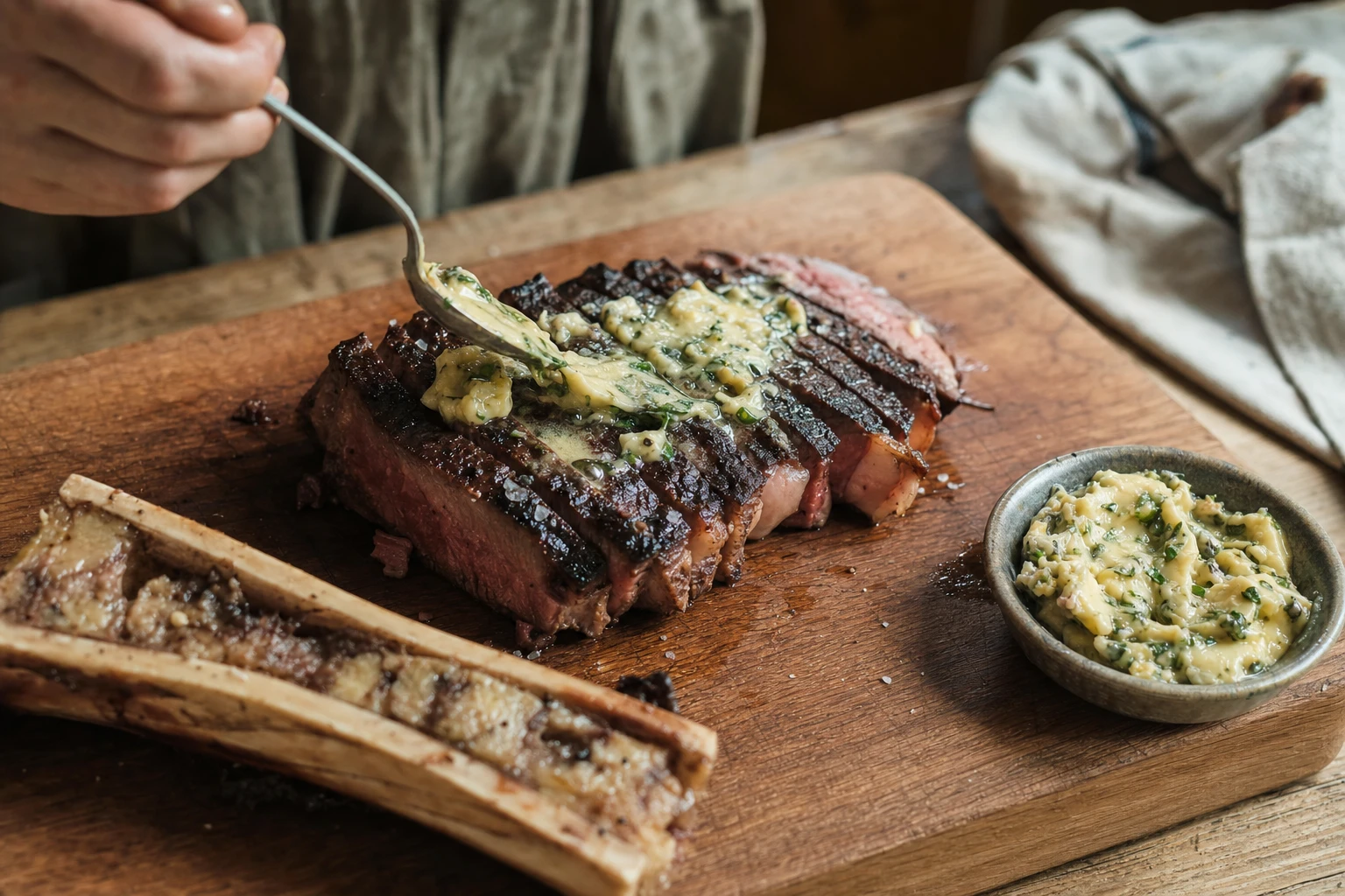 Marrow butter melted over a grilled steak