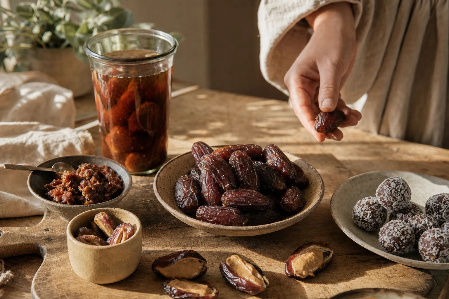 Dates in various forms and preparations
