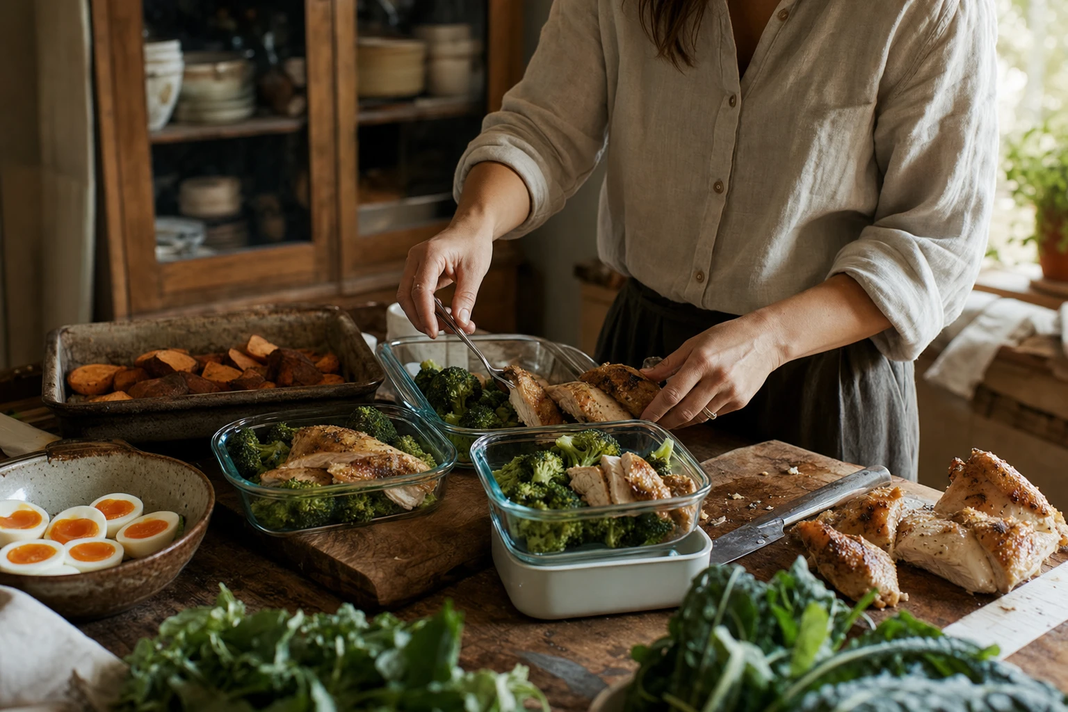 Person meal prepping protein-rich foods