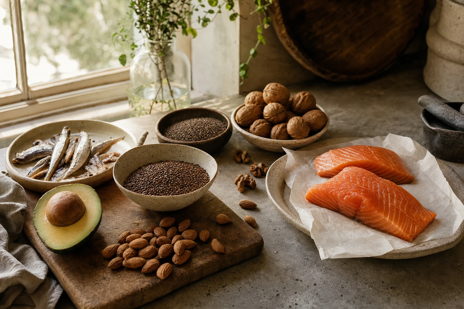 Molecular structure comparison of omega-3 and omega-6 fatty acids
