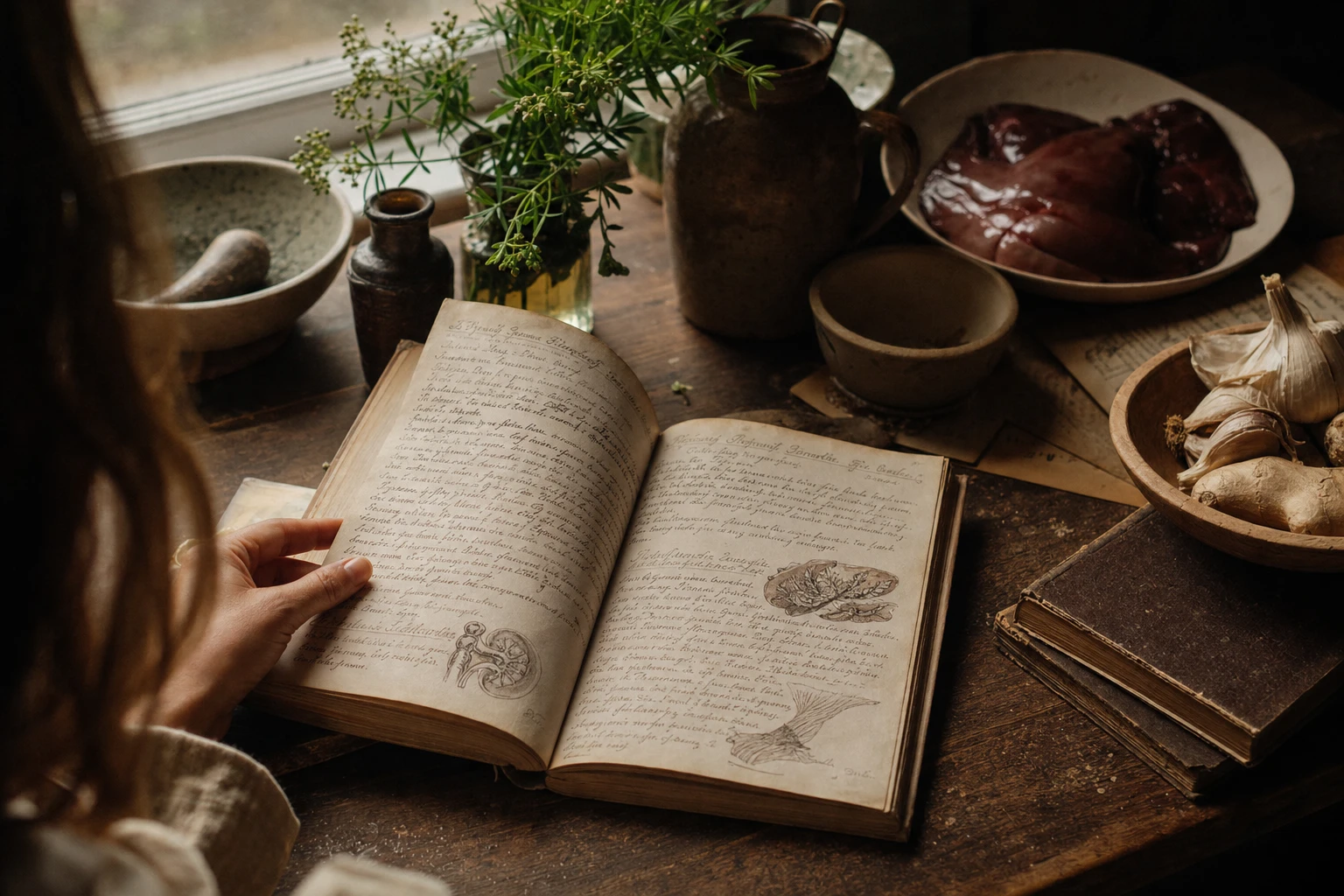 Historical medical text with organ prescriptions