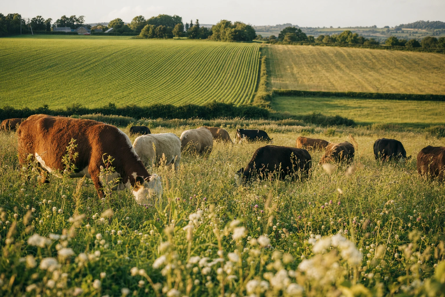 Organic monoculture field vs regenerative diverse pasture