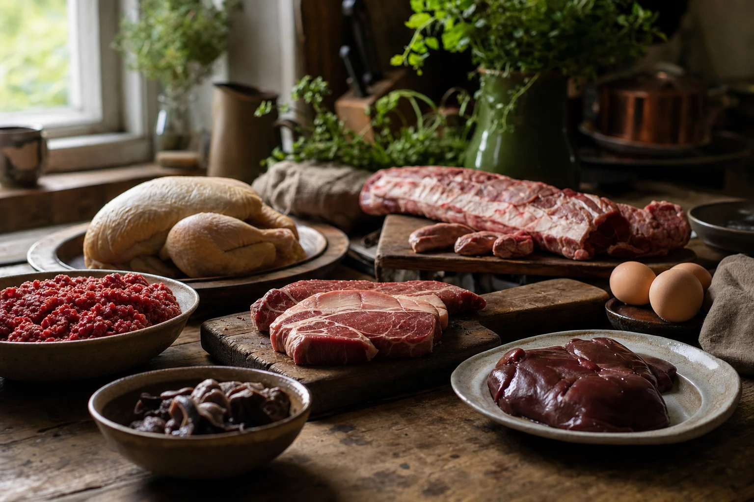 Variety of protein sources, organs, whole animals