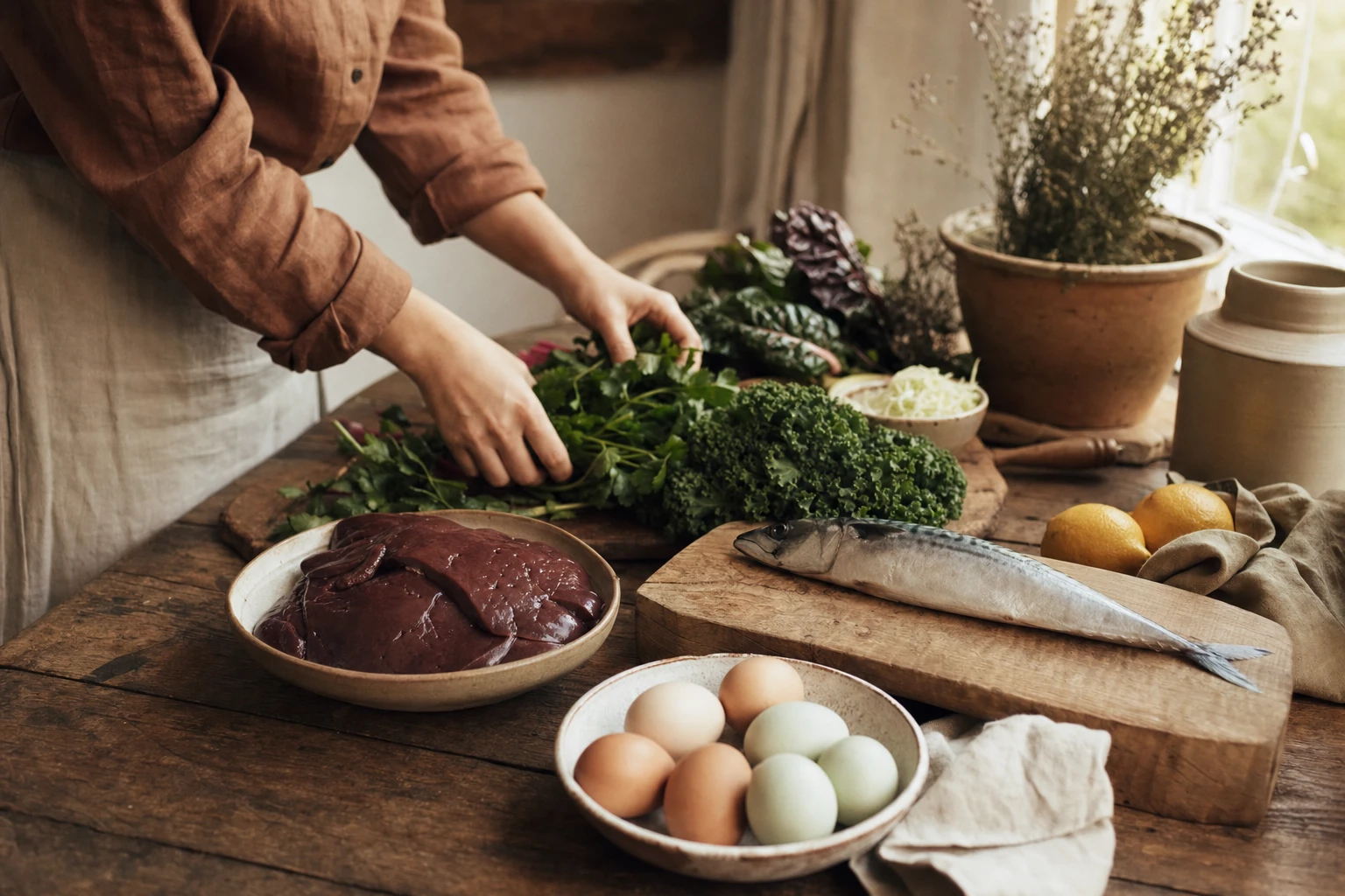 Nutrient-dense foods for PCOS: liver, fish, vegetables, eggs