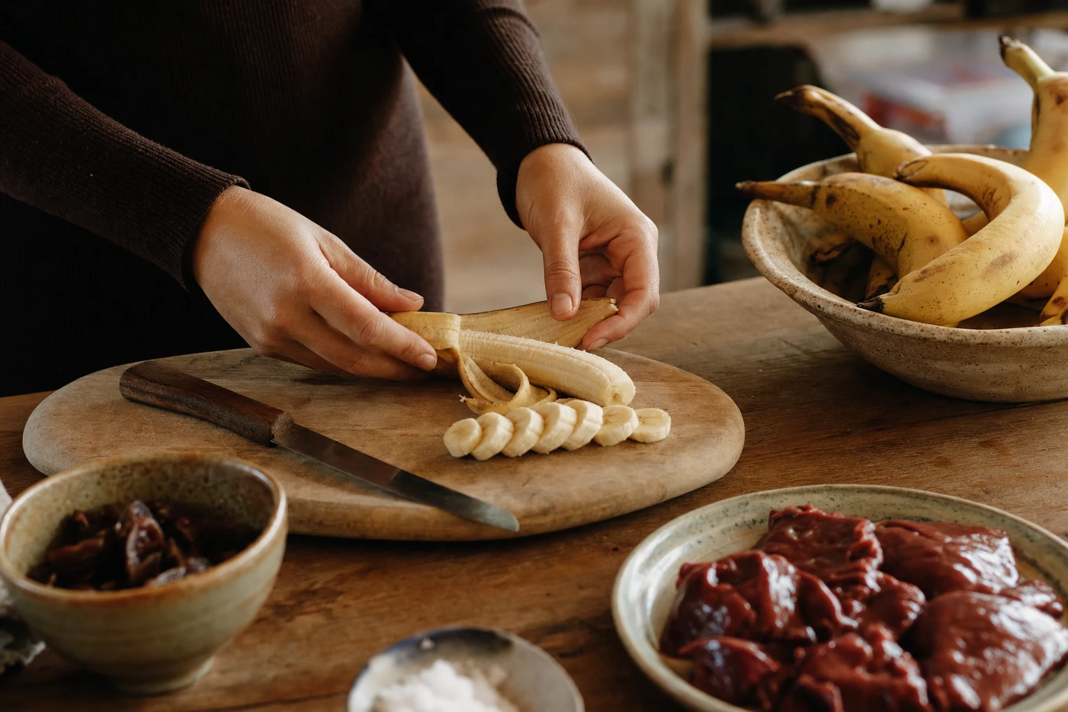 Ripe banana, peeled and sliced