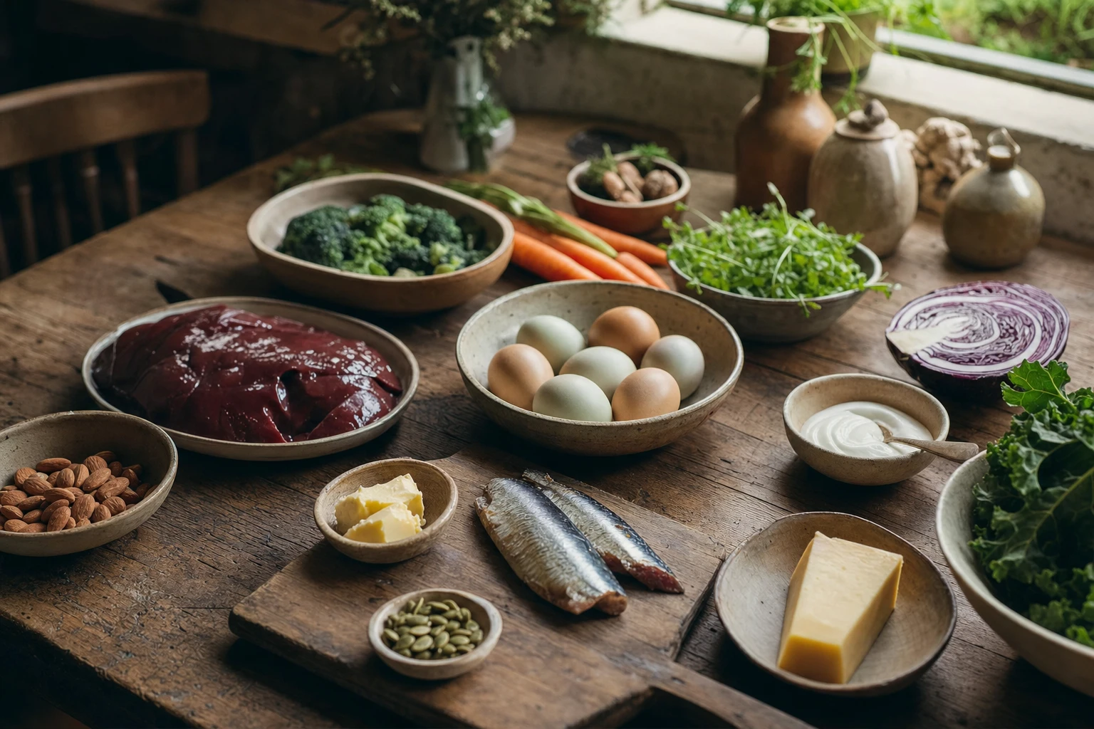 Mineral-rich foods arranged by nutrient content