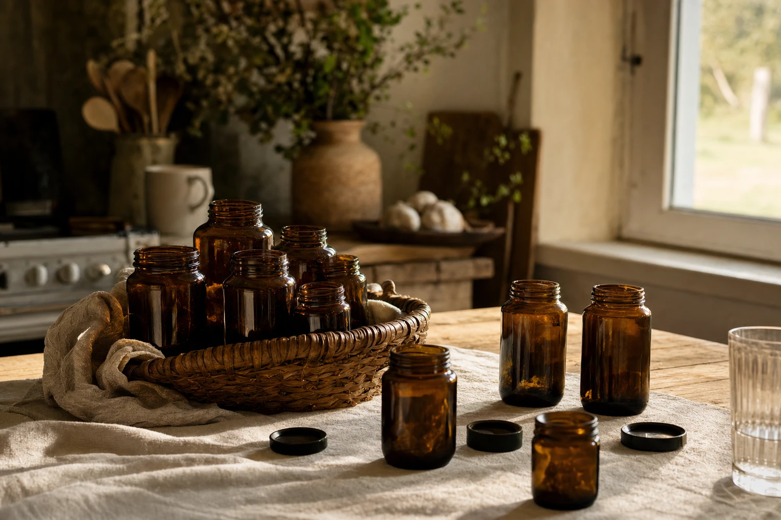 A collection of empty probiotic bottles