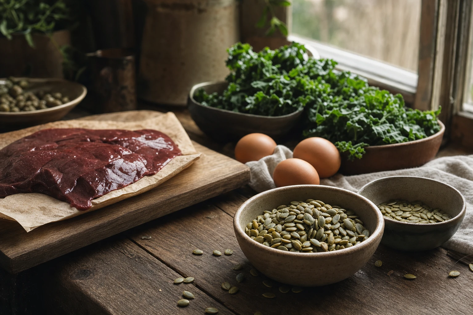 Pumpkin seeds and other nutrient-dense foods