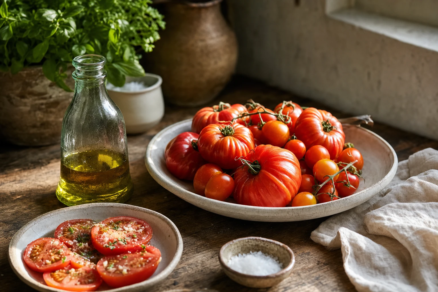 Fresh tomatoes and olive oil