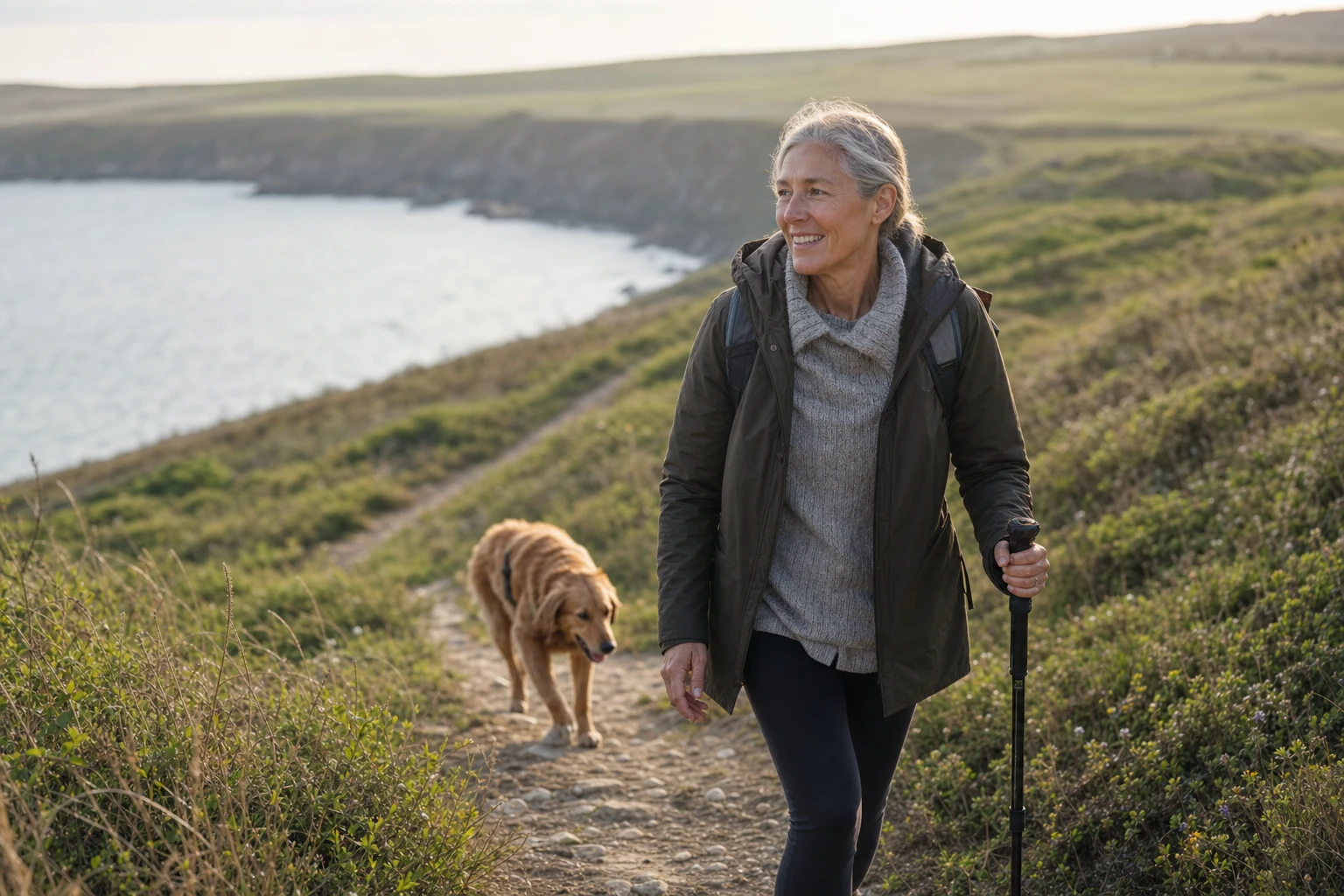 Active older person hiking or playing sports outdoors