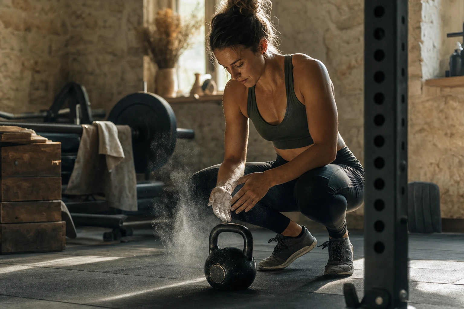 Person training with intensity, looking strong
