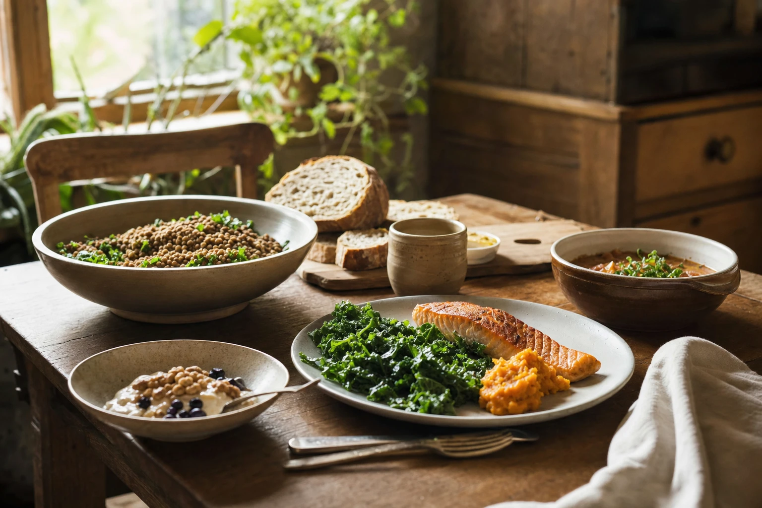 Protein sources showing variety throughout day