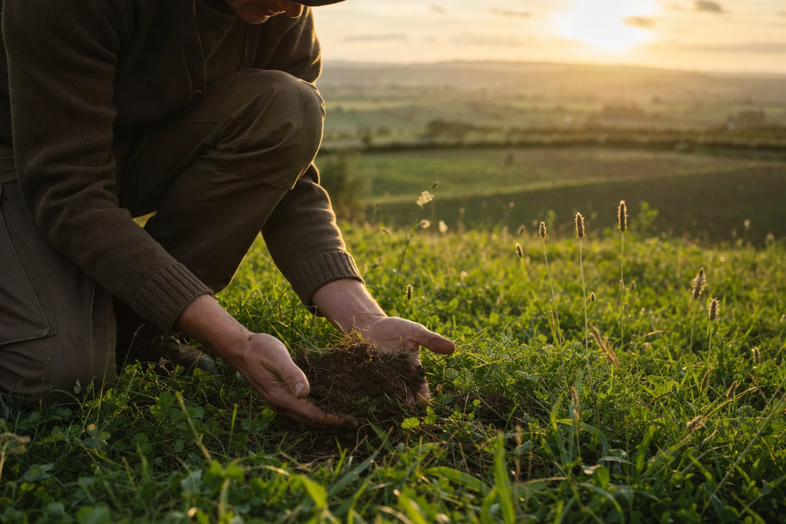 A multi-year timeline showing soil carbon or nutrient increases