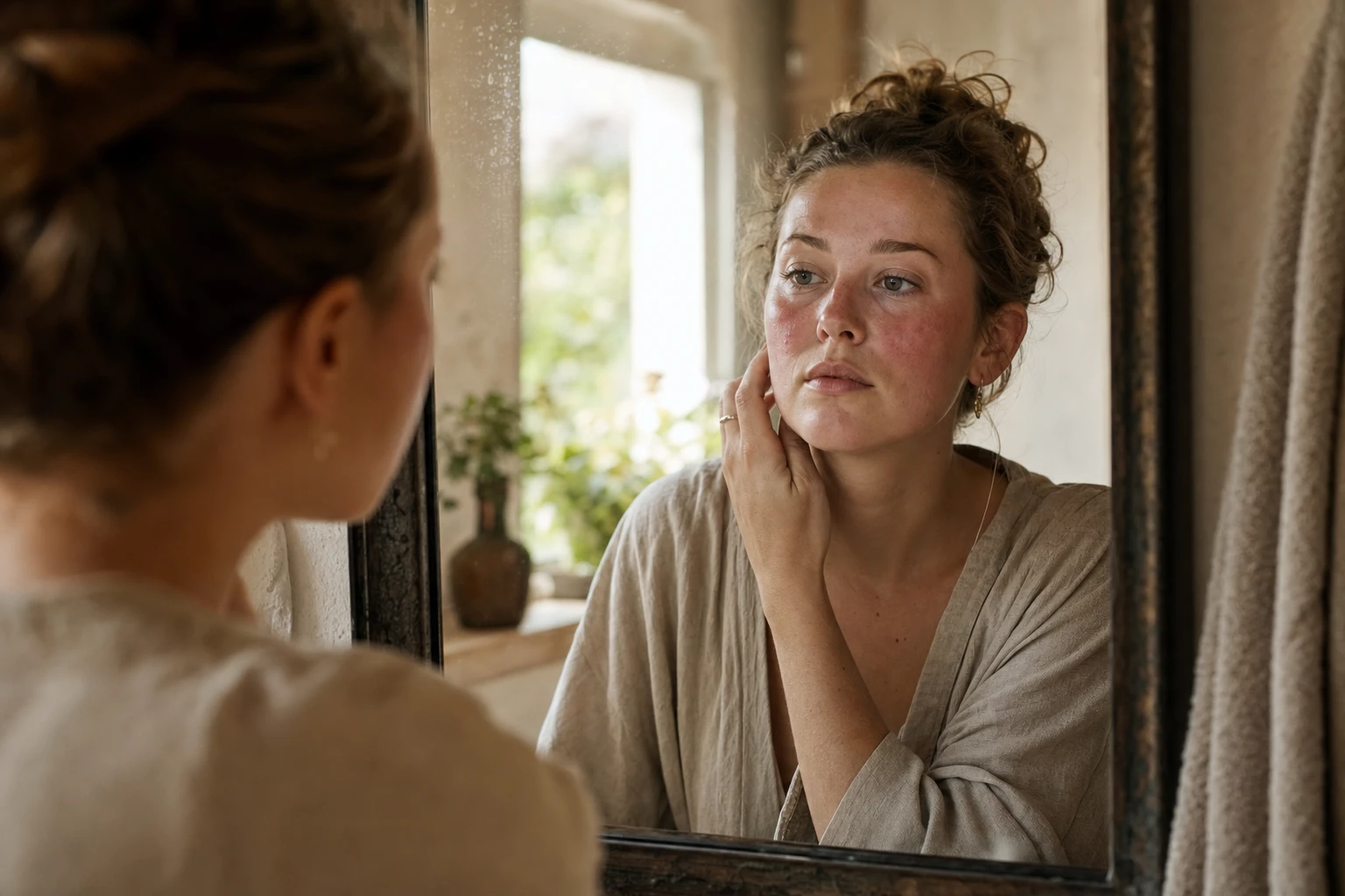 Rosacea-affected skin showing inflammation