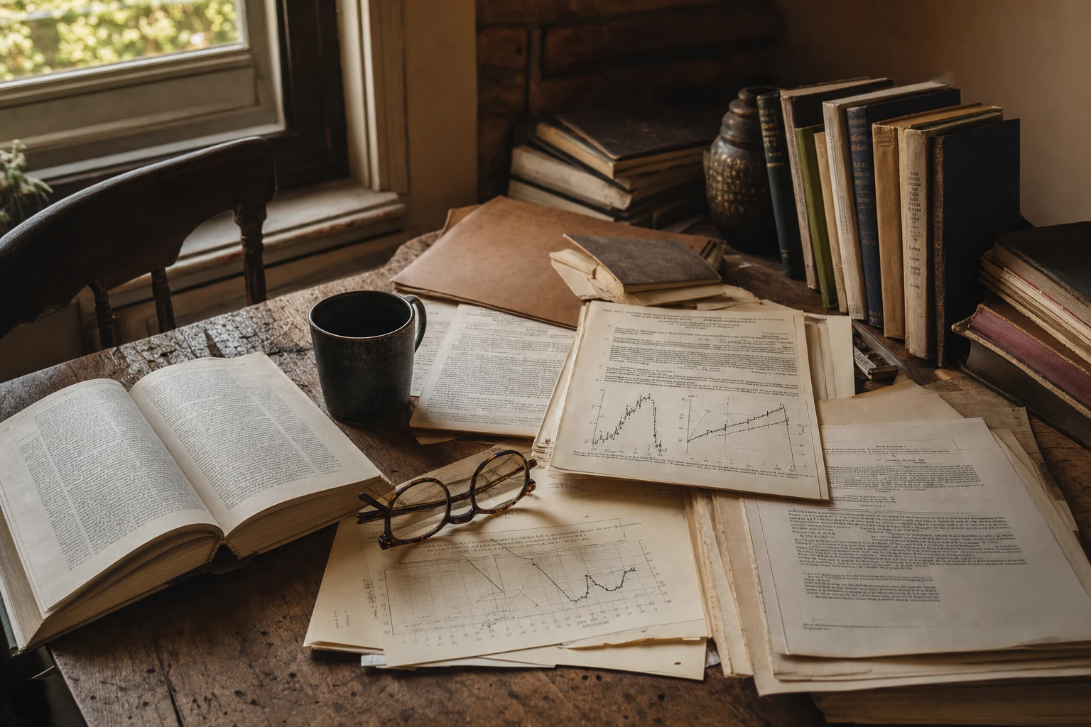 Historical nutrition research papers and data graphs from 1950s-1970s