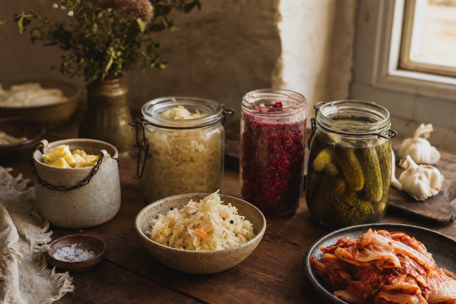 Various fermented foods with an X overlay