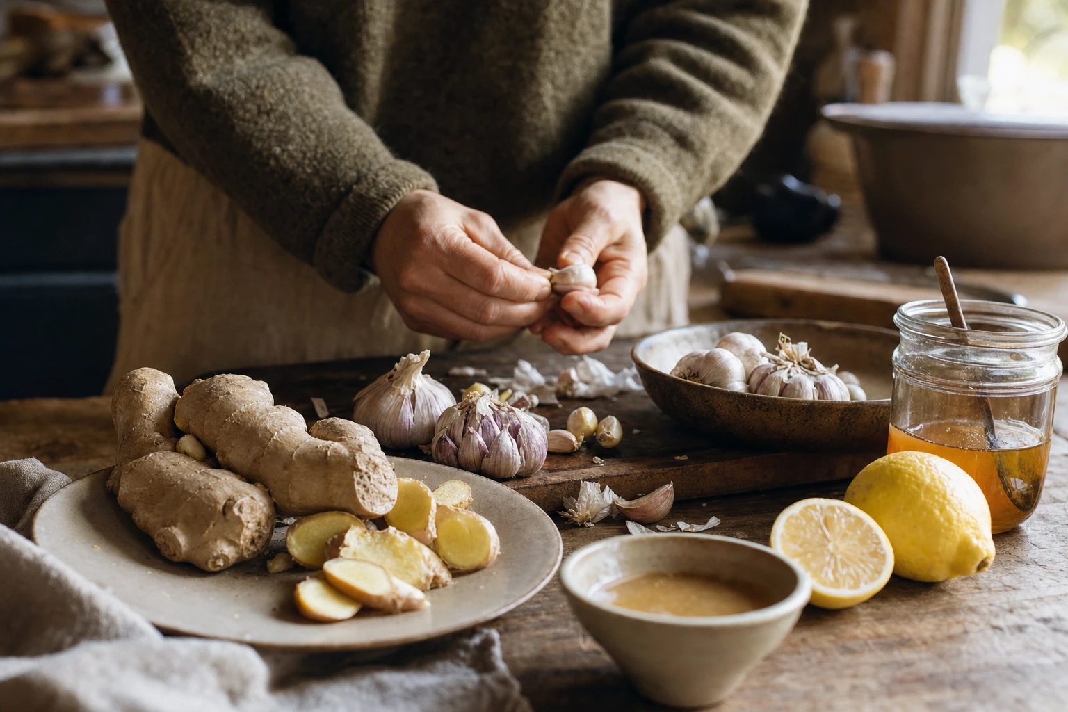 Fresh ginger, garlic, and other cold remedies