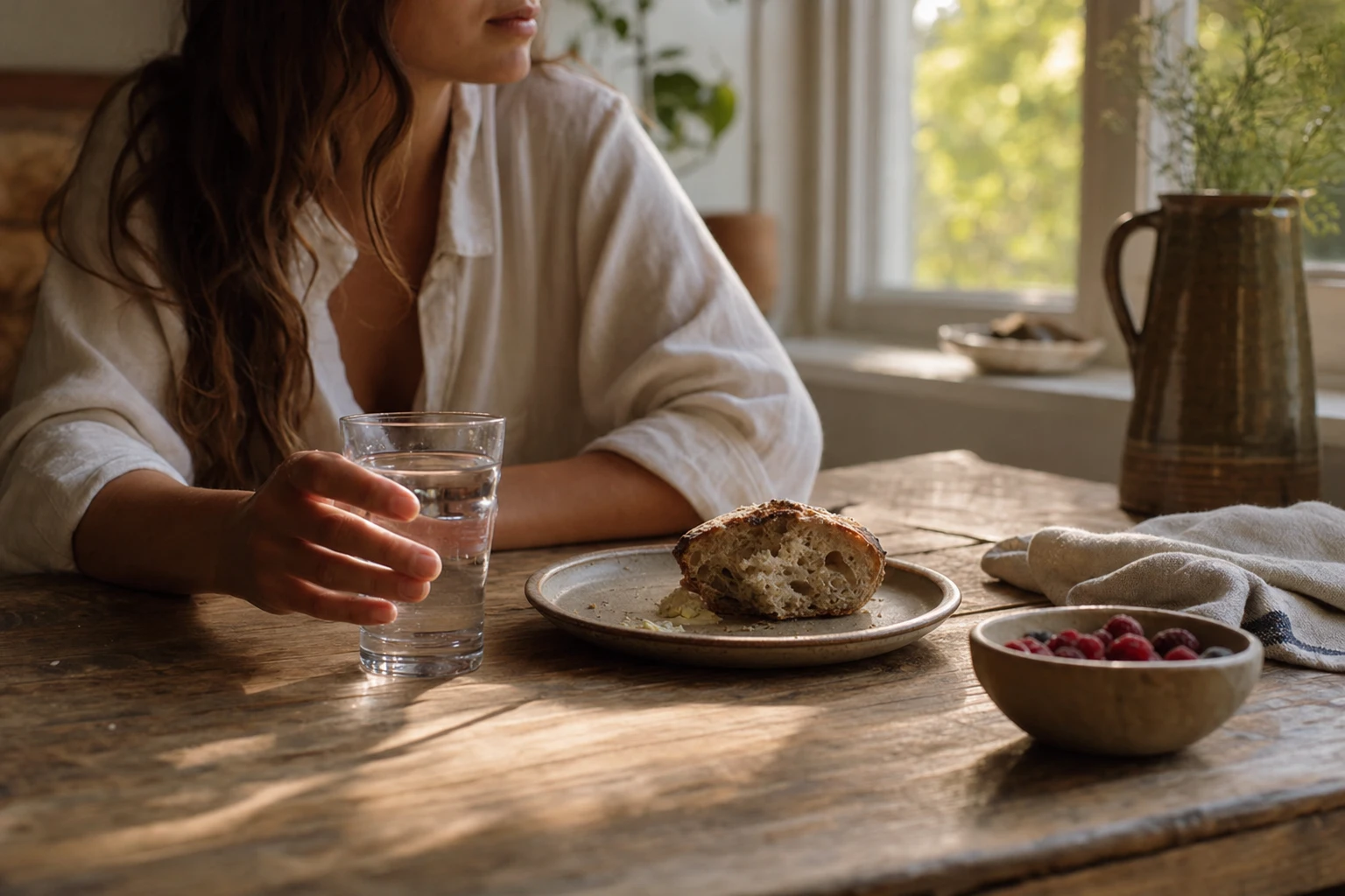 Morning sunlight and a glass of water with Organised